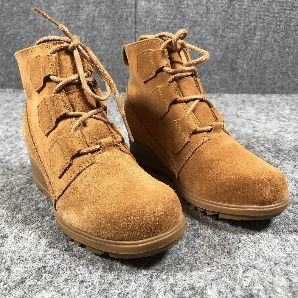 Sorel‎ Out N About Boots Womens 7.5 Brown Suede Wedge Ankle Booties NL3322-224